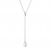 Colier perla naturala alba cu lantisor argint DiAmanti SK21251N-W-G